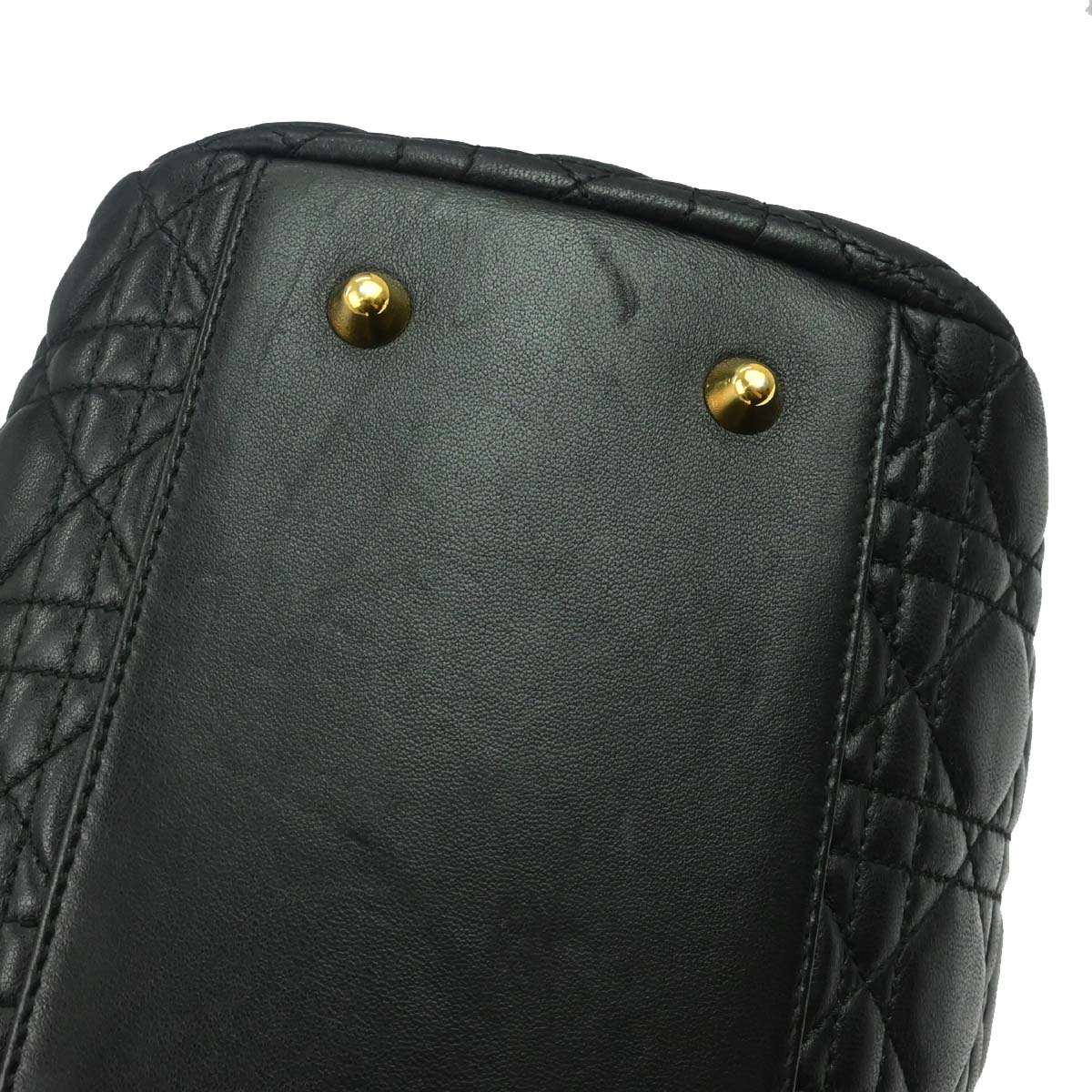 Christian Dior Black Lambskin Cannage Tote Handbag