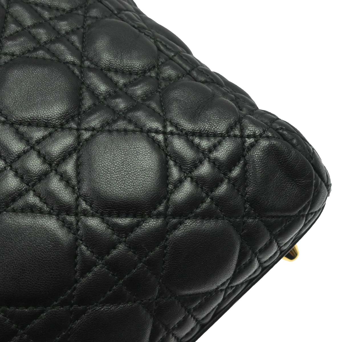 Christian Dior Black Lambskin Cannage Tote Handbag