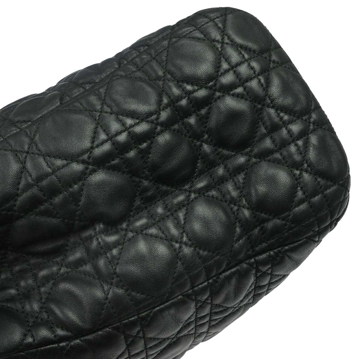 Christian Dior Black Lambskin Cannage Tote Handbag
