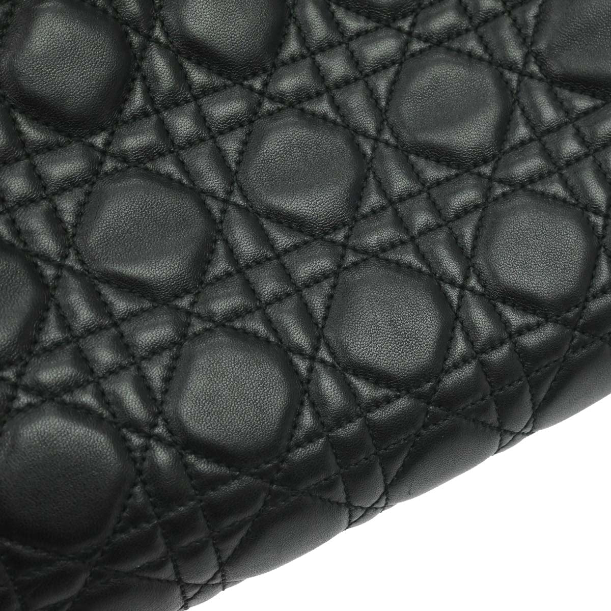 Christian Dior Black Lambskin Cannage Tote Handbag