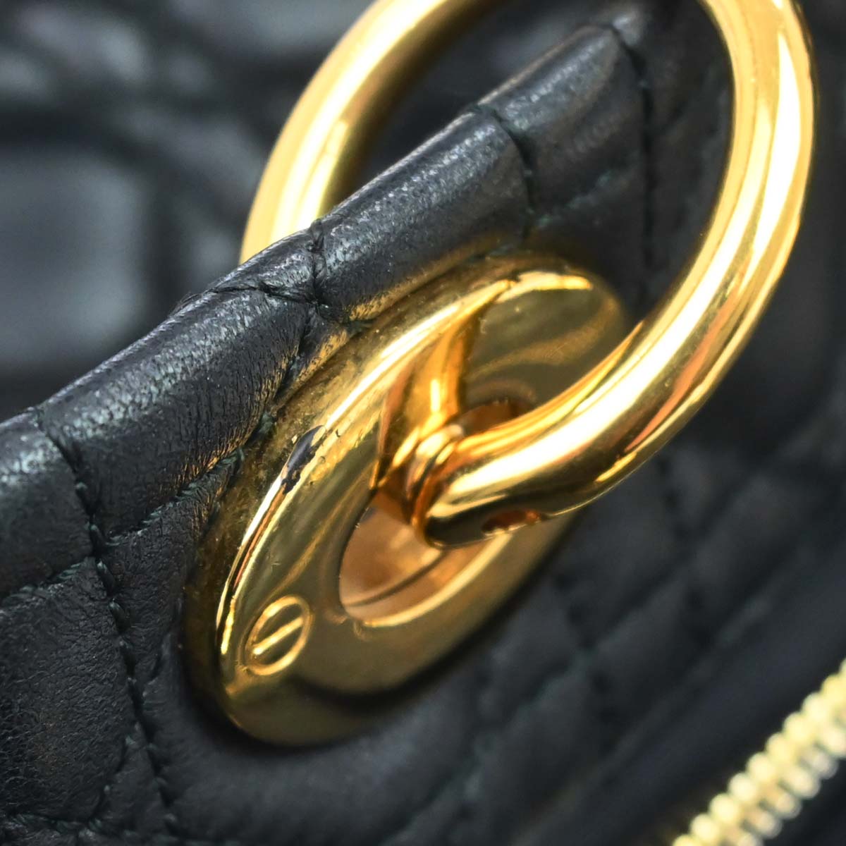 Christian Dior Black Lambskin Cannage Tote Handbag