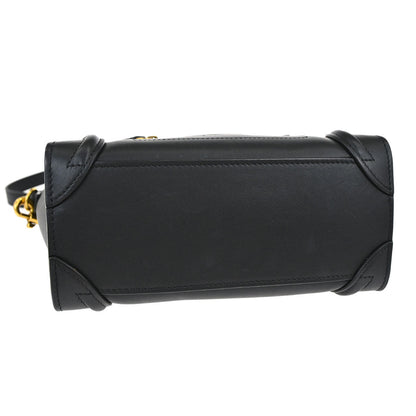 Celine Black Leather Nano Luggage Shoulder Tote Bag