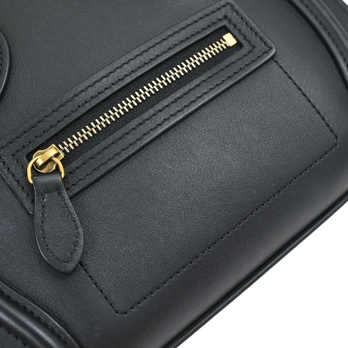 Celine Black Leather Nano Luggage Shoulder Tote Bag