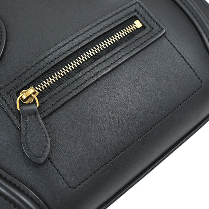 Celine Black Leather Nano Luggage Shoulder Tote Bag
