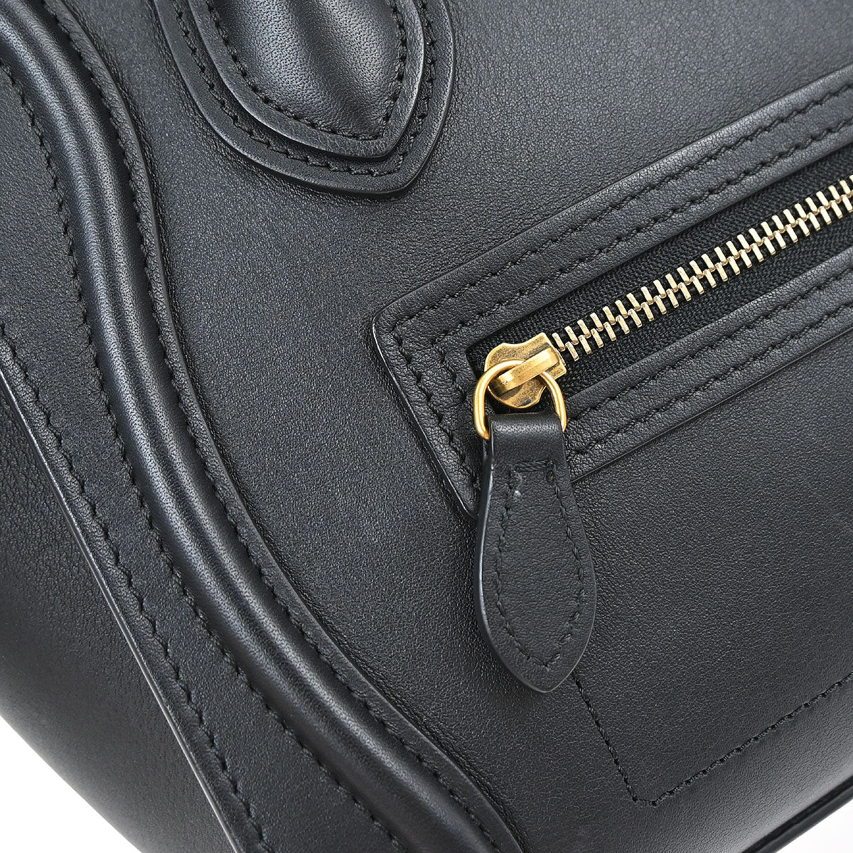 Celine Black Leather Nano Luggage Shoulder Tote Bag