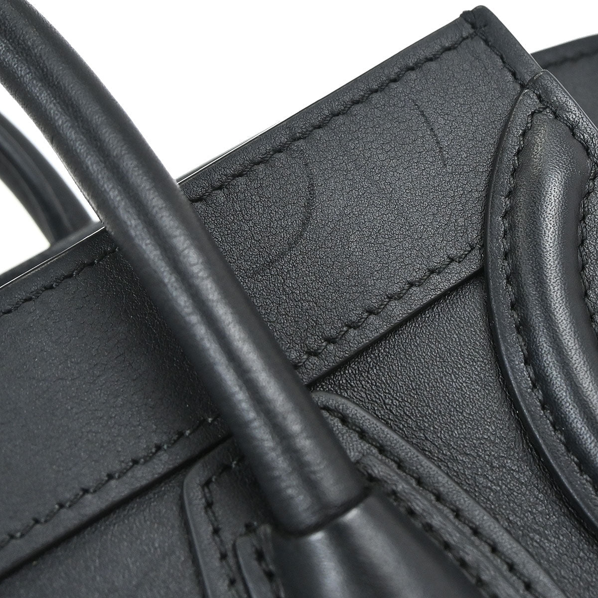 Celine Black Leather Nano Luggage Shoulder Tote Bag