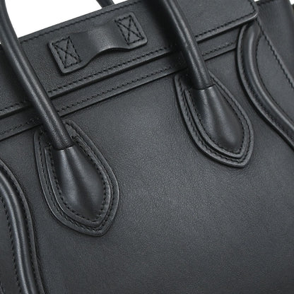 Celine Black Leather Nano Luggage Shoulder Tote Bag