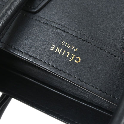 Celine Black Leather Nano Luggage Shoulder Tote Bag