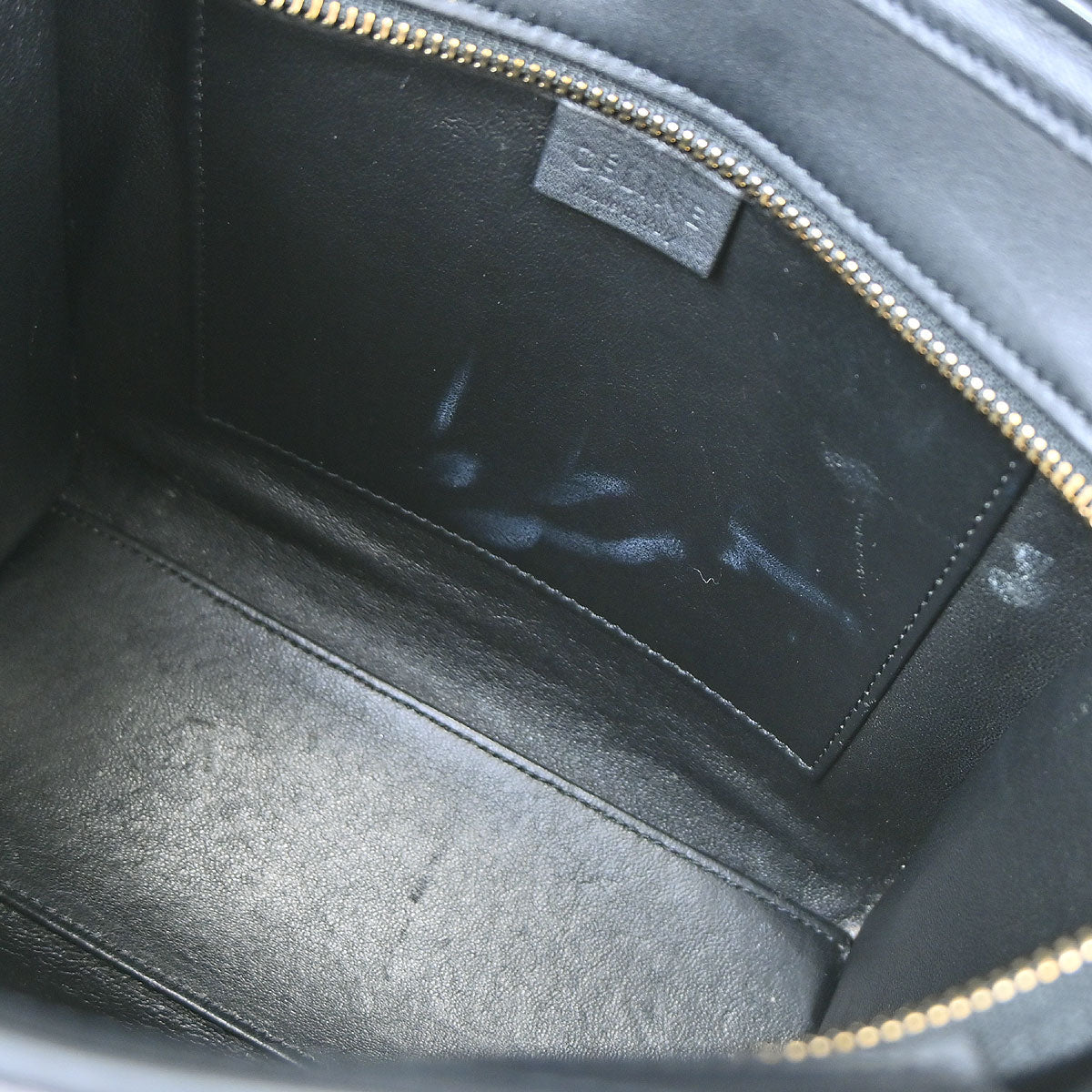 Celine Black Leather Nano Luggage Shoulder Tote Bag