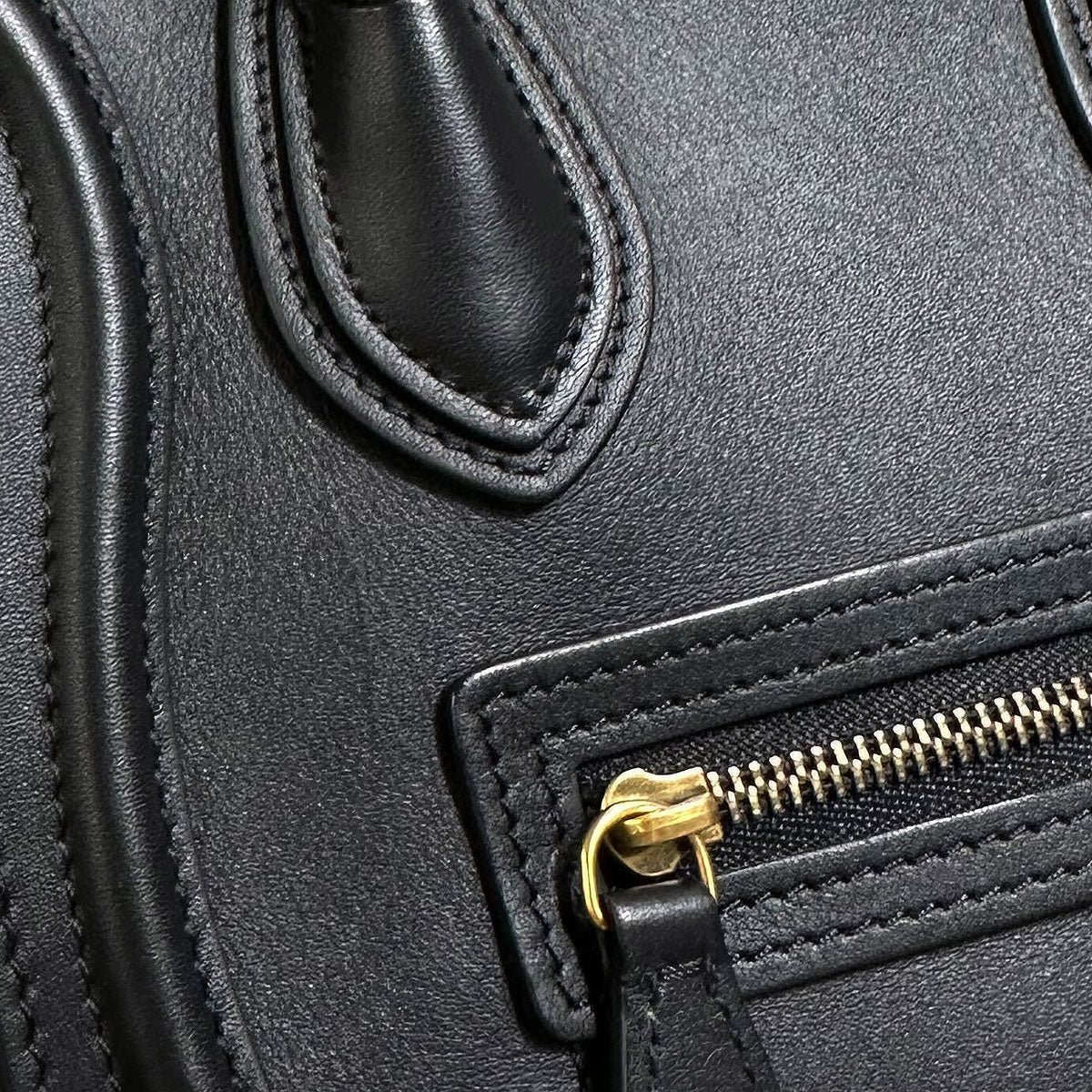 Celine Black Leather Nano Luggage Shoulder Tote Bag