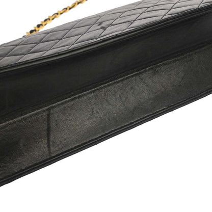 Chanel 1996-1997 Black Lambskin Pushlock Medium Half Flap Shoulder Bag