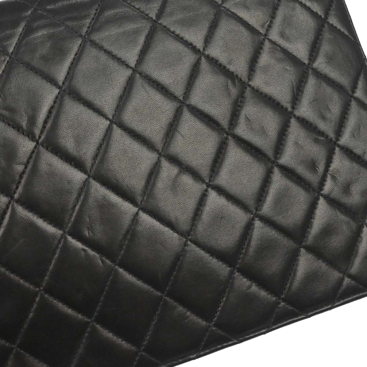 Chanel 1996-1997 Black Lambskin Pushlock Medium Half Flap Shoulder Bag