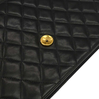Chanel 1996-1997 Black Lambskin Pushlock Medium Half Flap Shoulder Bag