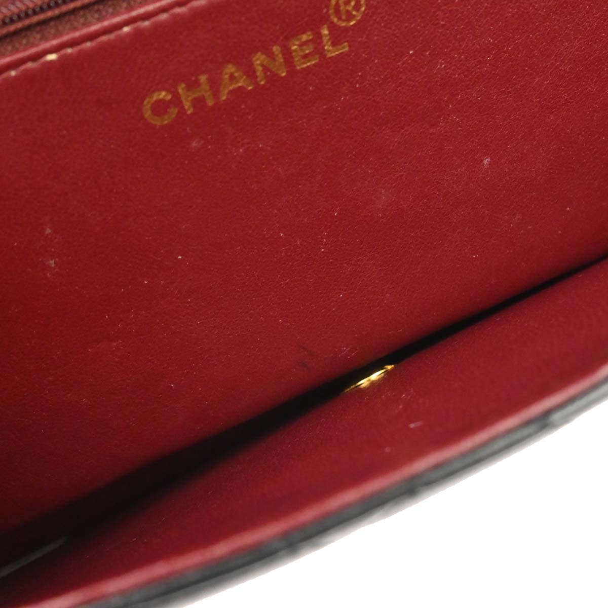 Chanel 1996-1997 Black Lambskin Pushlock Medium Half Flap Shoulder Bag
