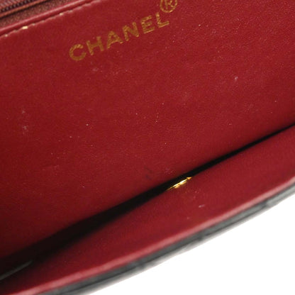Chanel 1996-1997 Black Lambskin Pushlock Medium Half Flap Shoulder Bag