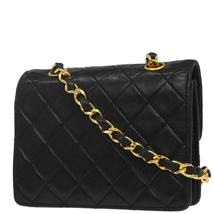 Chanel Black Lambskin Straight Flap Shoulder Bag