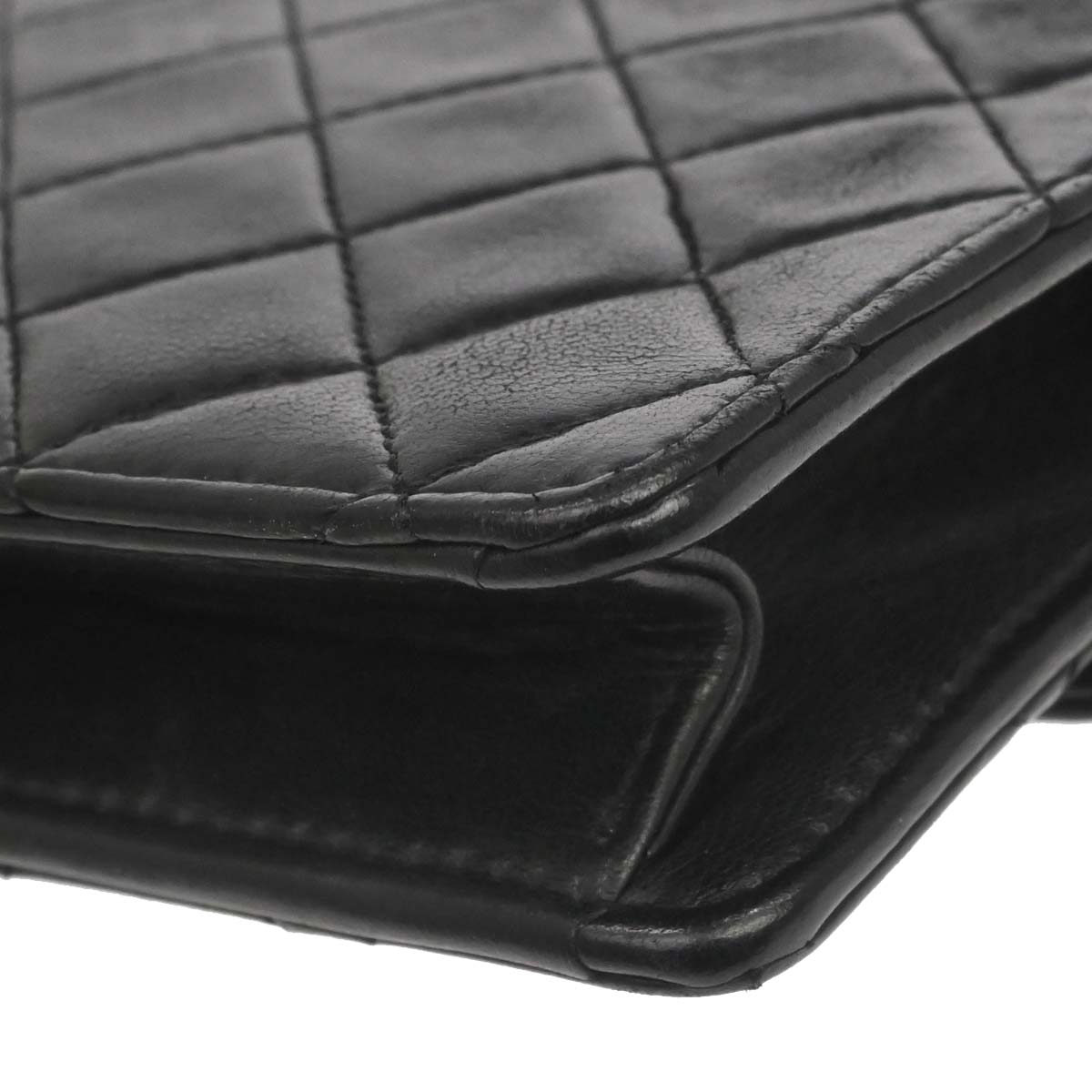 Chanel Black Lambskin Straight Flap Shoulder Bag
