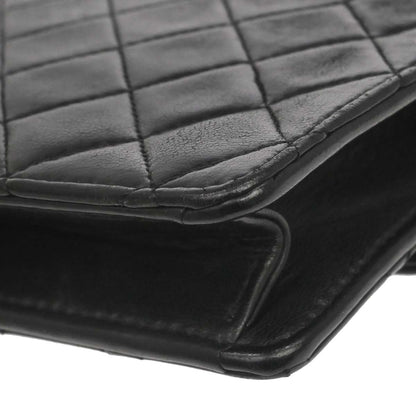 Chanel Black Lambskin Straight Flap Shoulder Bag