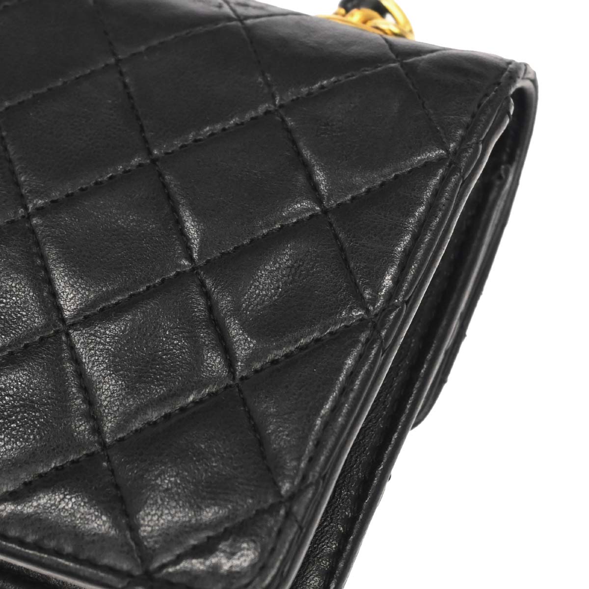 Chanel Black Lambskin Straight Flap Shoulder Bag