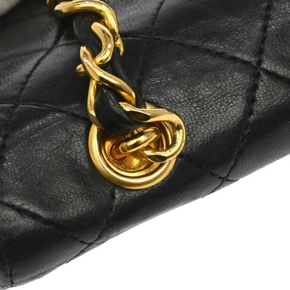 Chanel Black Lambskin Straight Flap Shoulder Bag