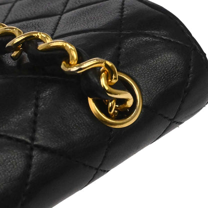 Chanel Black Lambskin Straight Flap Shoulder Bag