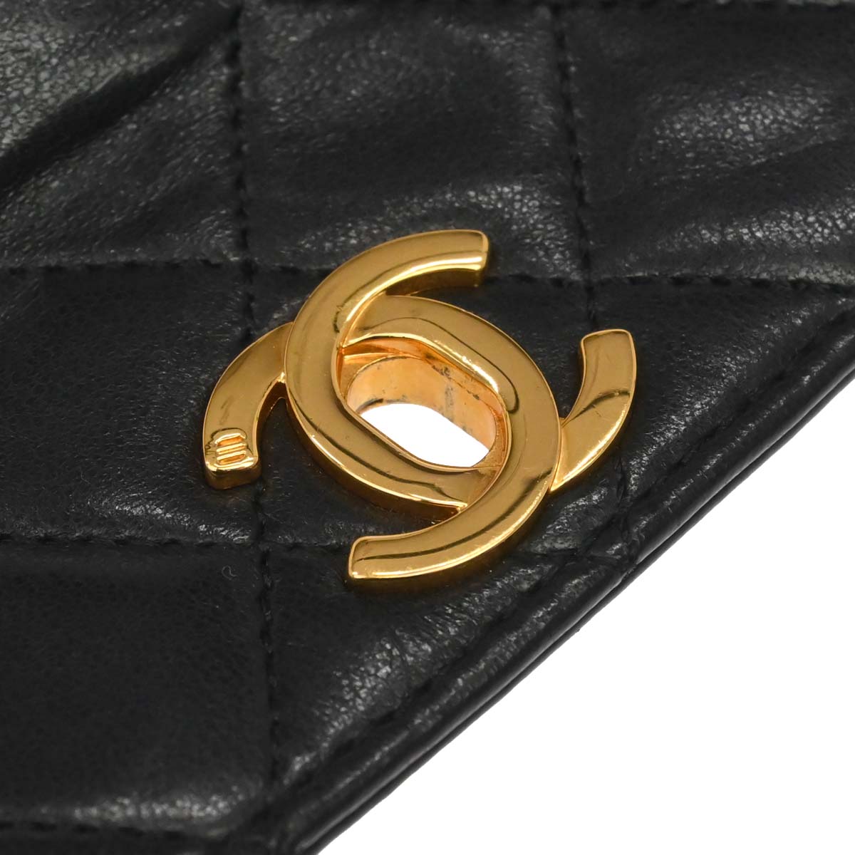 Chanel Black Lambskin Straight Flap Shoulder Bag
