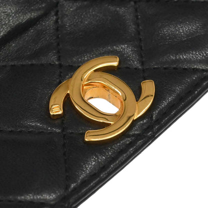 Chanel Black Lambskin Straight Flap Shoulder Bag