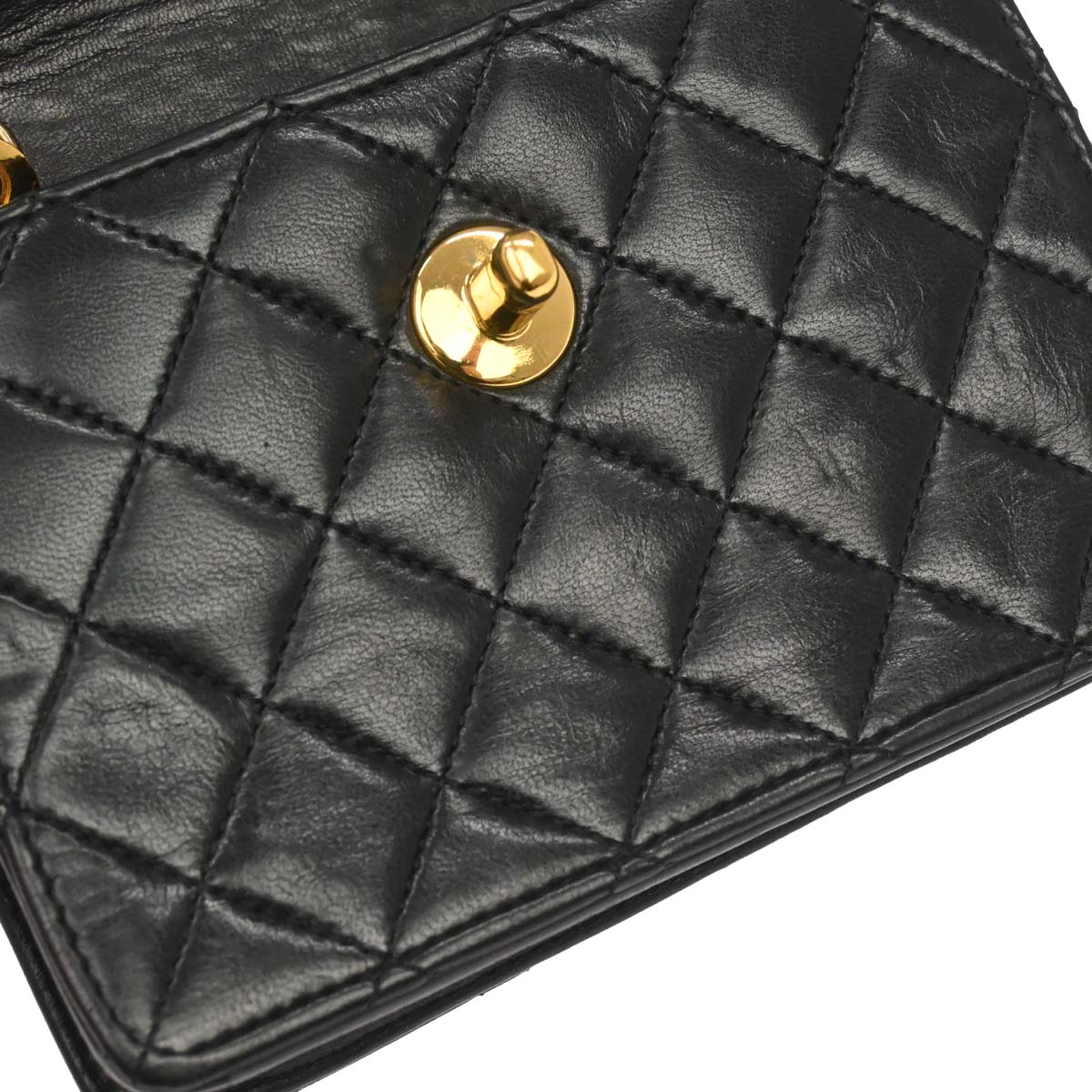 Chanel Black Lambskin Straight Flap Shoulder Bag