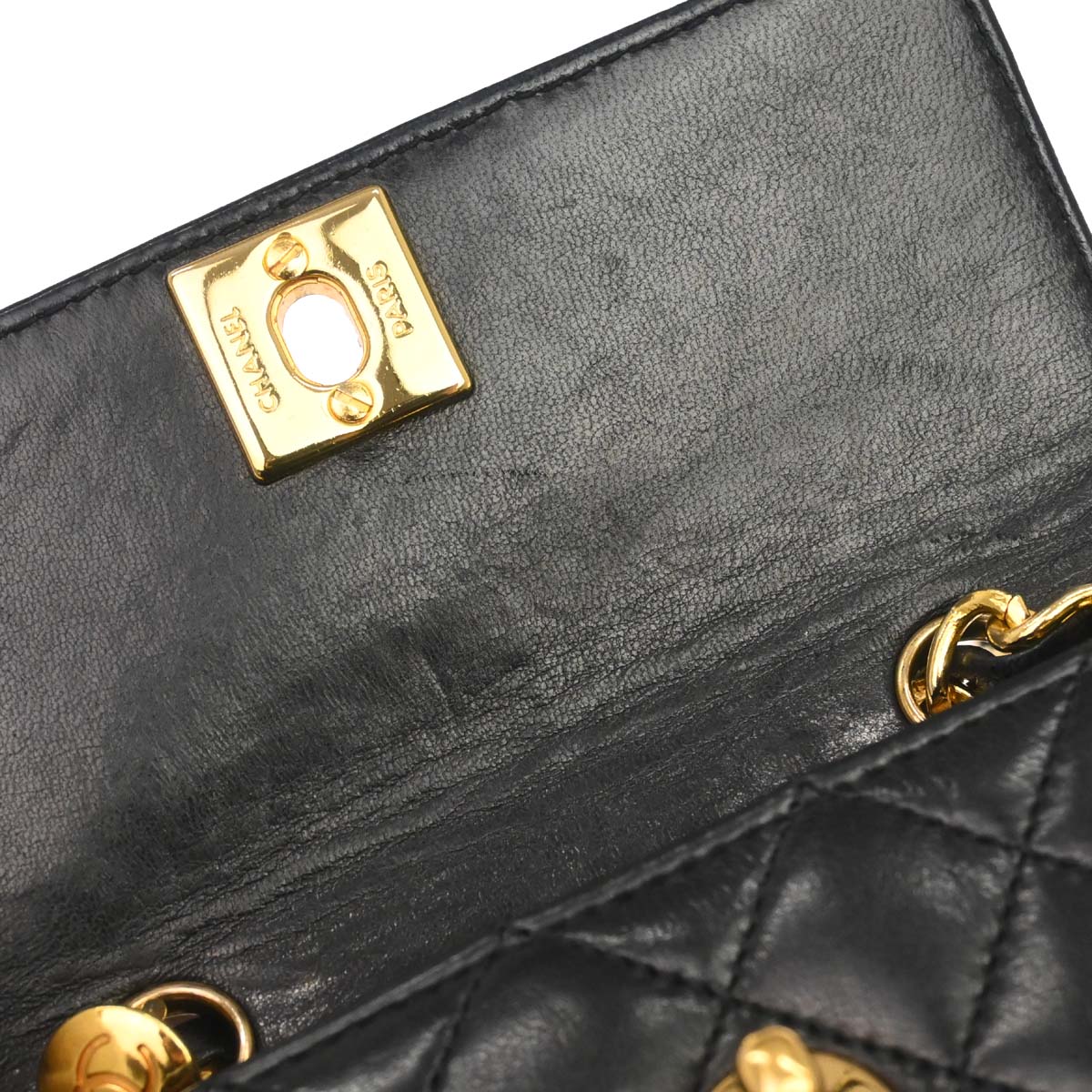 Chanel Black Lambskin Straight Flap Shoulder Bag