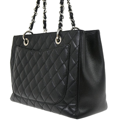 Chanel Black Caviar Skin Grand Shopping Tote GST Chain Handbag