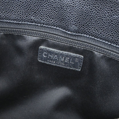 Chanel Black Caviar Skin Grand Shopping Tote GST Chain Handbag