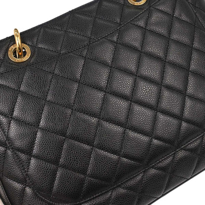 Chanel 2013-2014 Black Caviar Grand Shopping Tote GST Chain Handbag