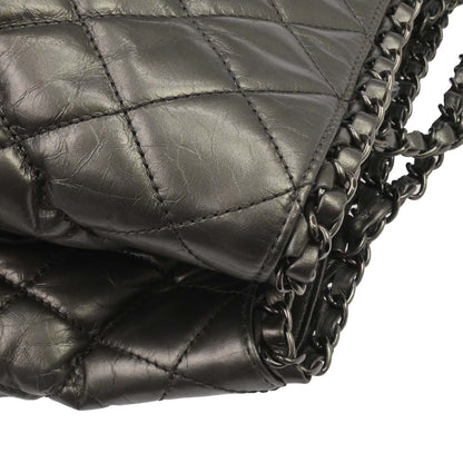 Chanel Metallic Silver Calfskin Chain Me Tote Handbag