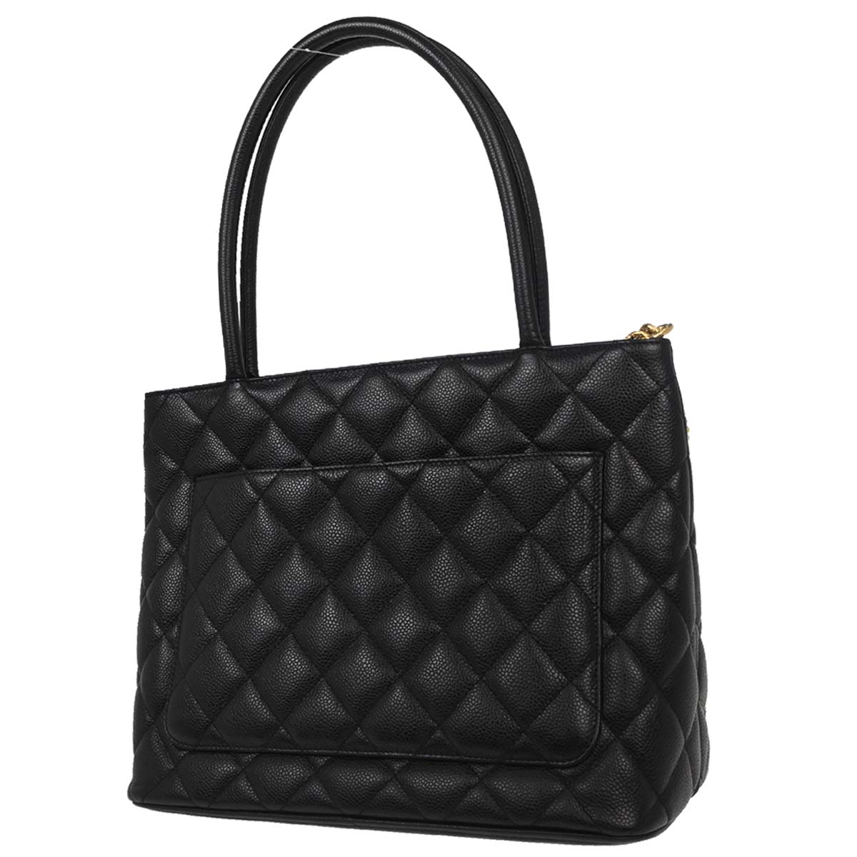 Chanel 2005-2006 Black Caviar Skin Medallion Tote Handbag