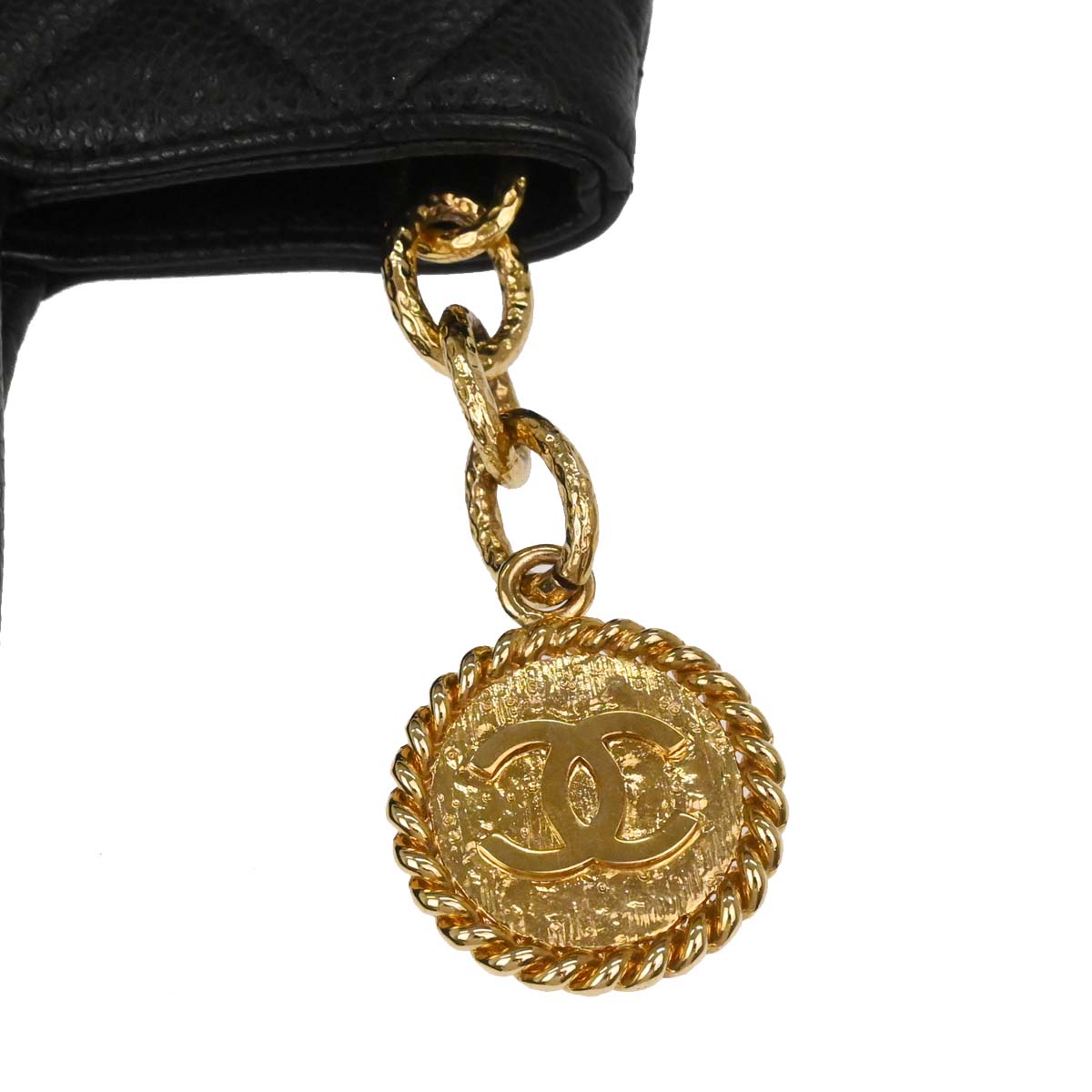 Chanel 2005-2006 Black Caviar Skin Medallion Tote Handbag