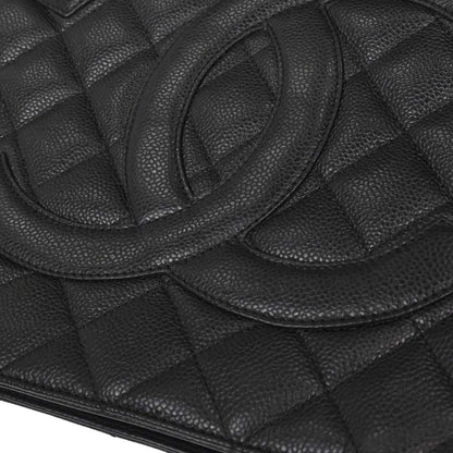 Chanel 2005-2006 Black Caviar Skin Medallion Tote Handbag