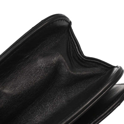 Chanel Black Lambskin Pushlock Small Full Flap Shoulder Bag