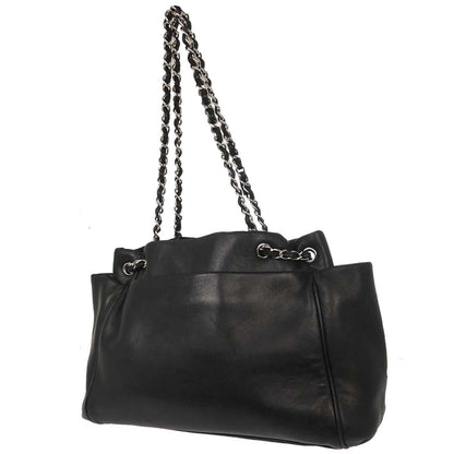 Chanel 2009-2010 Black Lambskin Tote Chain Handbag