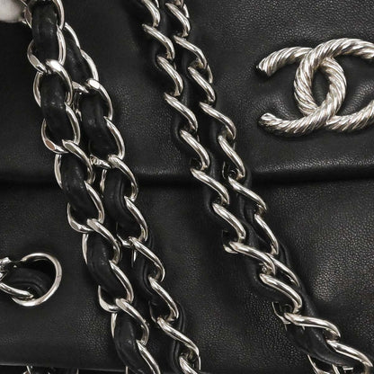 Chanel 2009-2010 Black Lambskin Tote Chain Handbag
