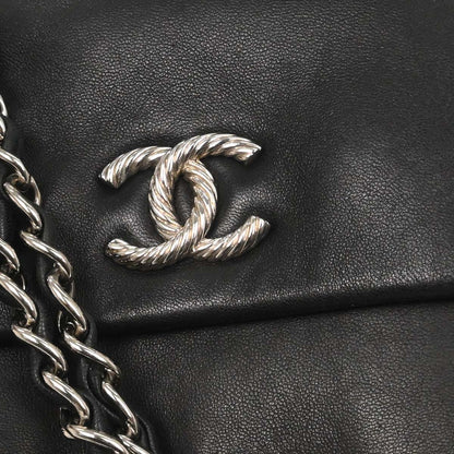 Chanel 2009-2010 Black Lambskin Tote Chain Handbag