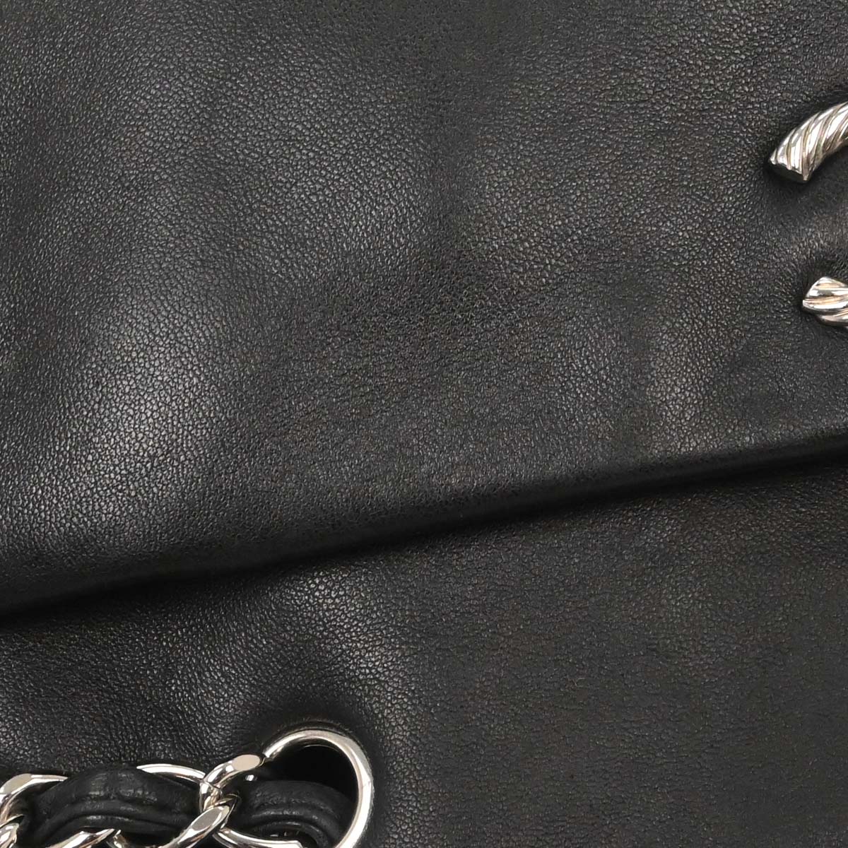 Chanel 2009-2010 Black Lambskin Tote Chain Handbag