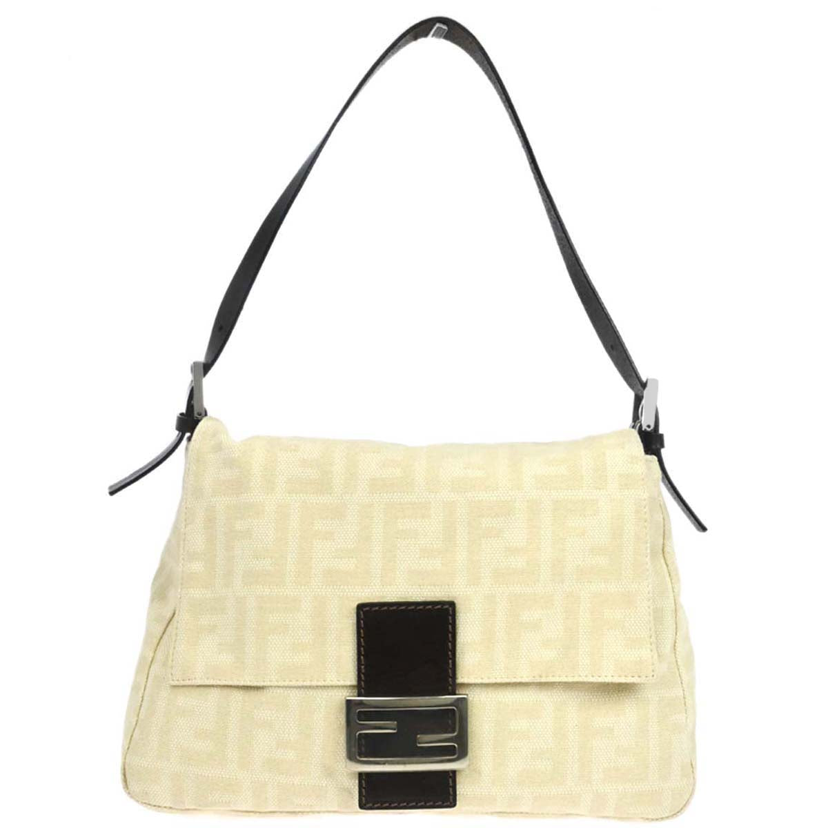 Fendi Ivory Canvas Zucca Mamma Baguette Handbag