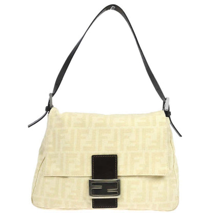 Fendi Ivory Canvas Zucca Mamma Baguette Handbag