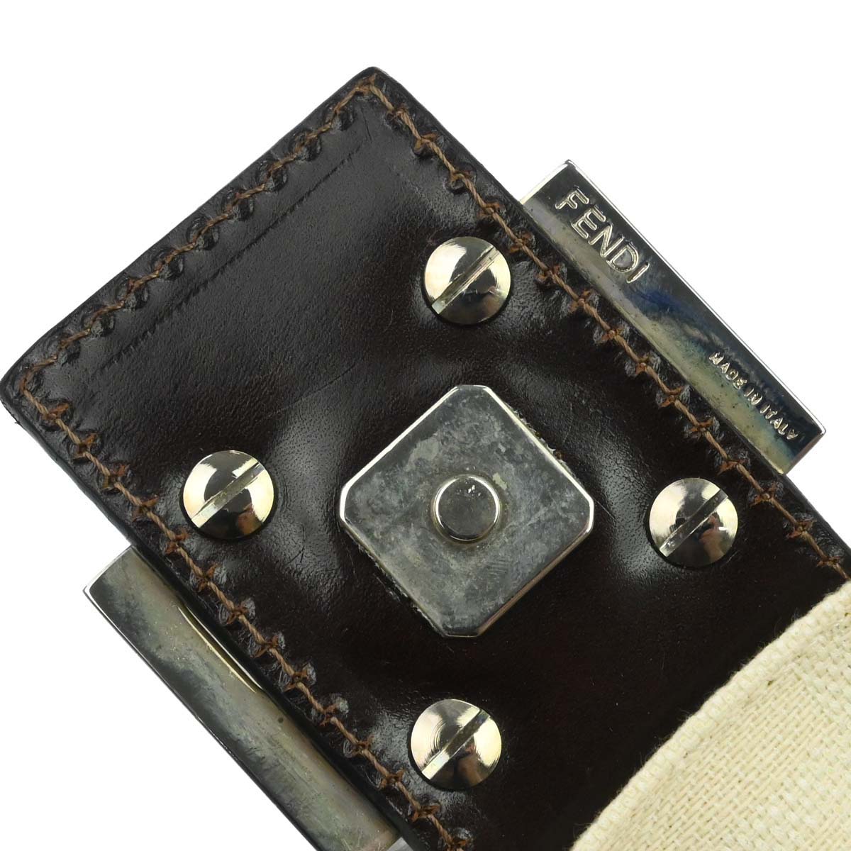 Fendi Ivory Canvas Zucca Mamma Baguette Handbag