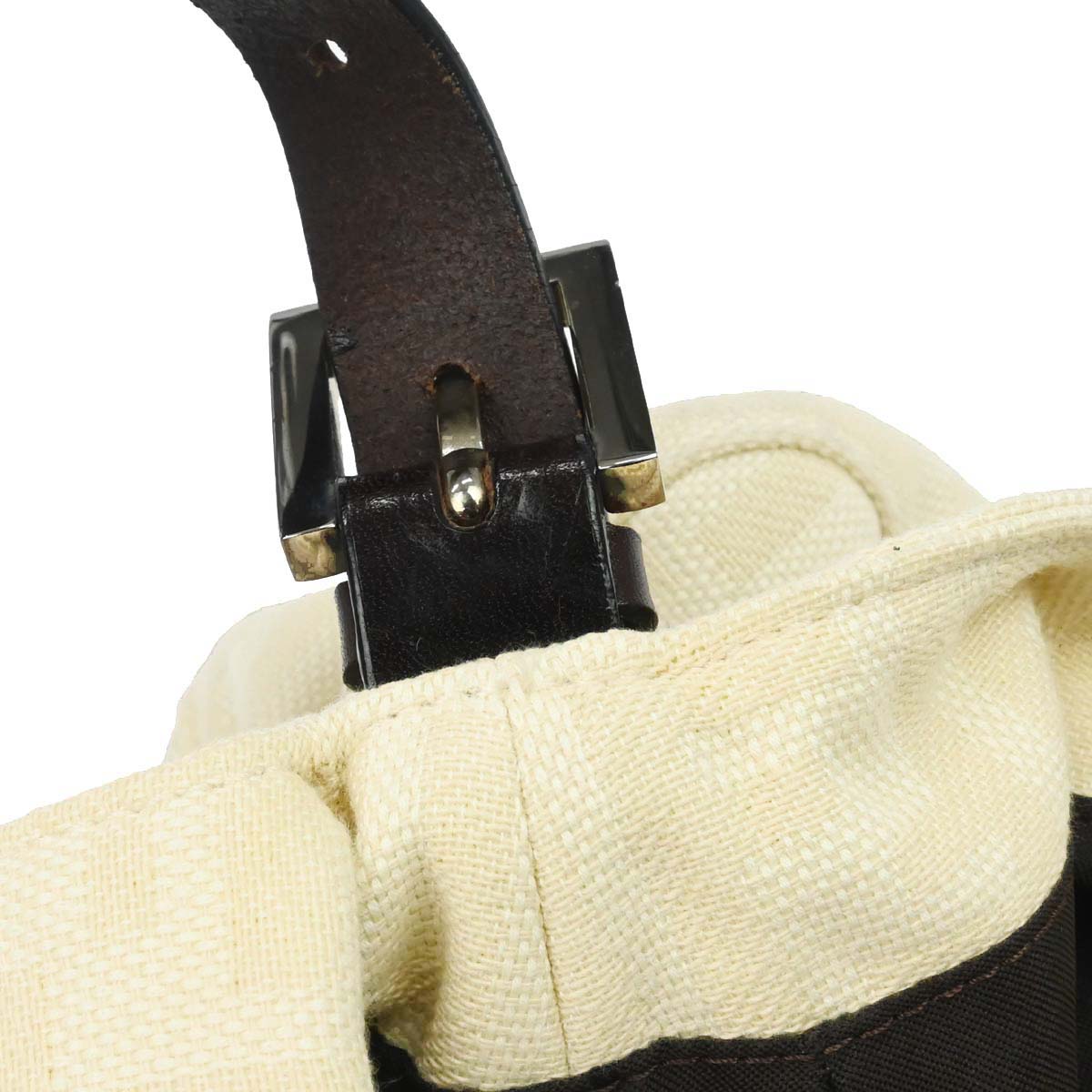 Fendi Ivory Canvas Zucca Mamma Baguette Handbag