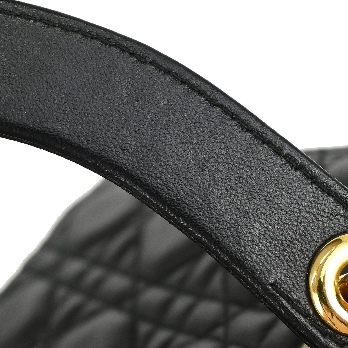 Christian Dior Black Lambskin Medium Lady Dior Cannage 2way Shoulder Handbag