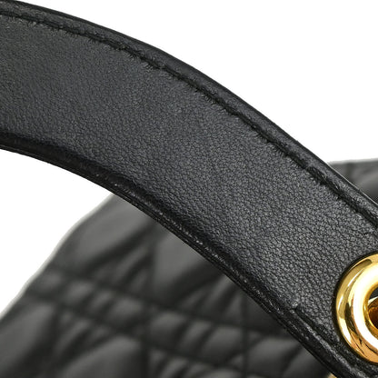 Christian Dior Black Lambskin Medium Lady Dior Cannage 2way Shoulder Handbag