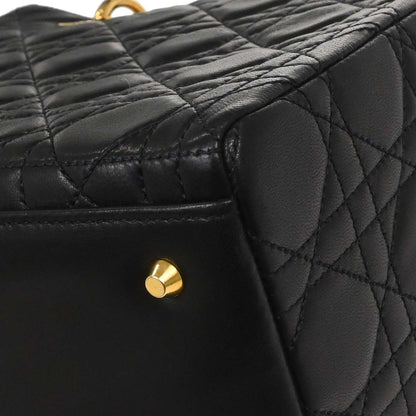 Christian Dior Black Lambskin Medium Lady Dior Cannage 2way Shoulder Handbag