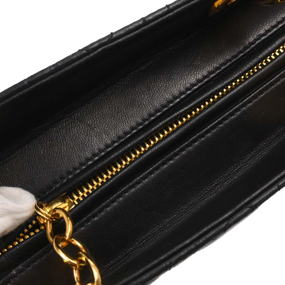 Christian Dior Black Lambskin Medium Lady Dior Cannage 2way Shoulder Handbag