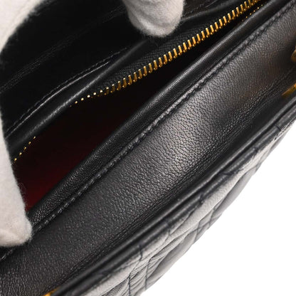 Christian Dior Black Lambskin Medium Lady Dior Cannage 2way Shoulder Handbag